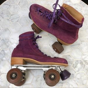 Vintage suede roller skates